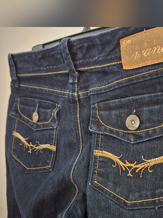 Grane Denim - Vtg Y2K Grane Bootcut Jeans | Dark Wash Embroidered Flap Pockets | Size 9 Long
